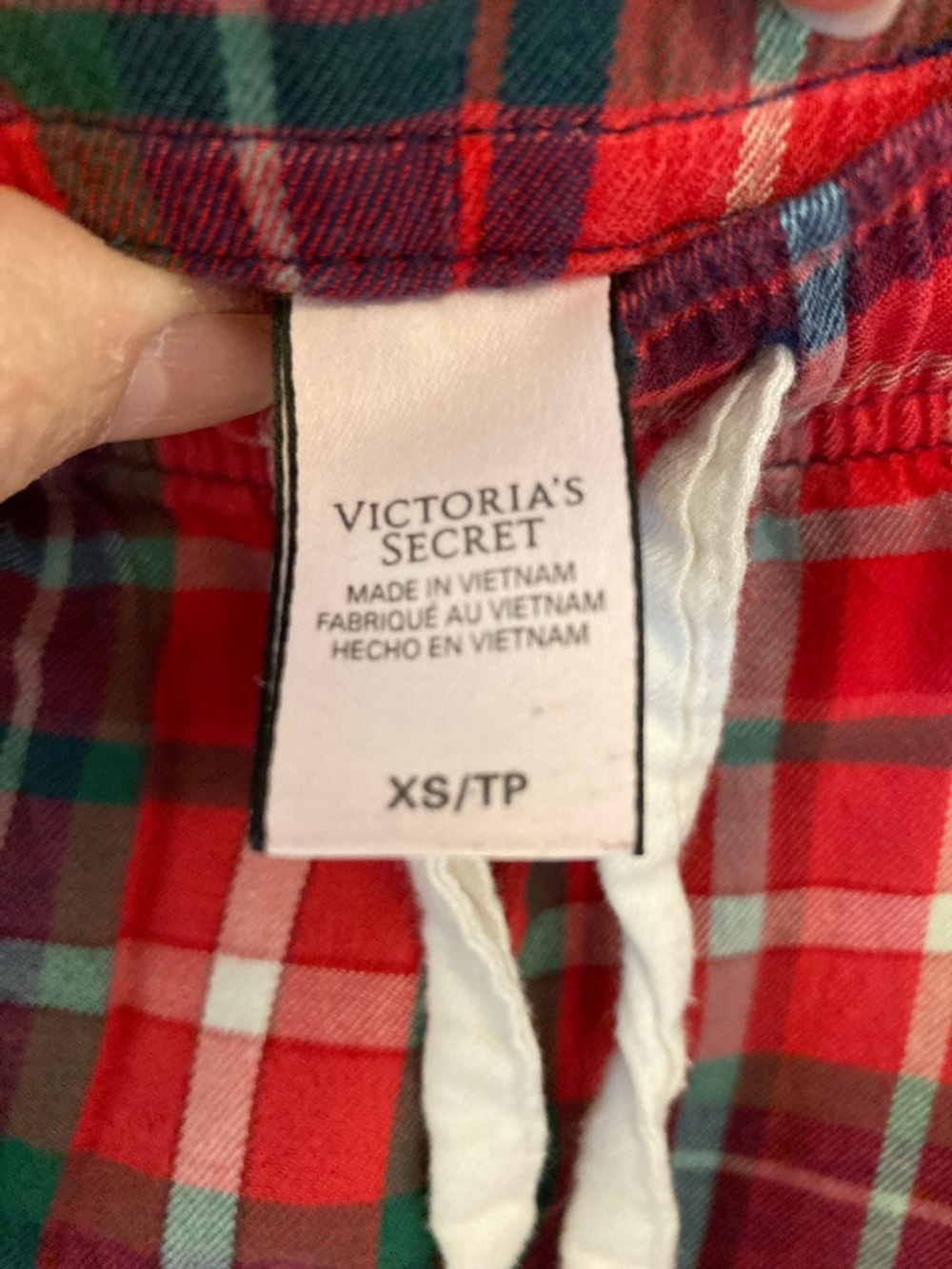 Victoria's Secret Red Navy Plaid Lightweight Cotton Pajama Set - Picture 7 of 11